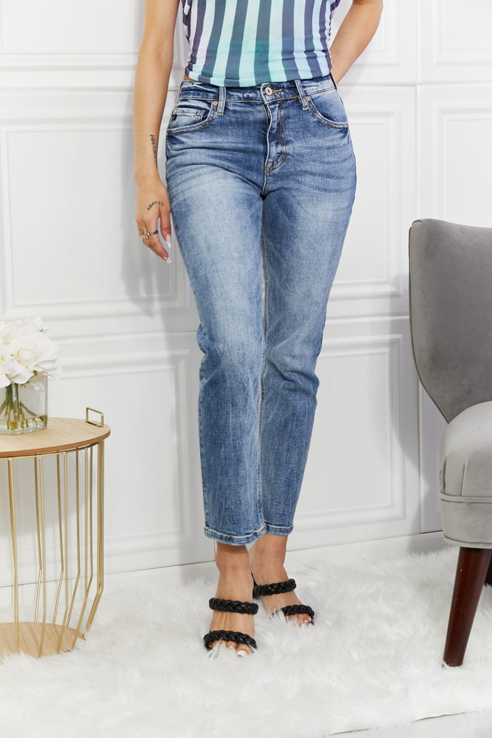 Kancan Full Size Amara High Rise Slim Straight Jeans