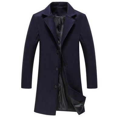 Autumn And Winter New Mens Solid Color Casual Business Woolen Coats