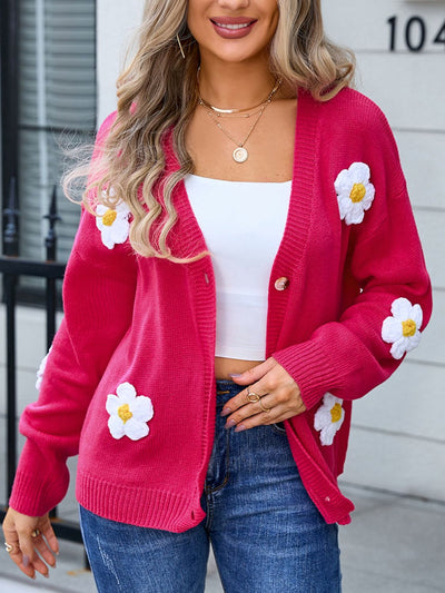 Angel Wings Crochet Flower Button Up Cardigan