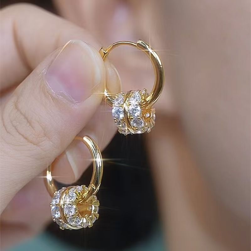 Silver Needle Zircon AB Dual-wear Double-sided Earrings Fashion