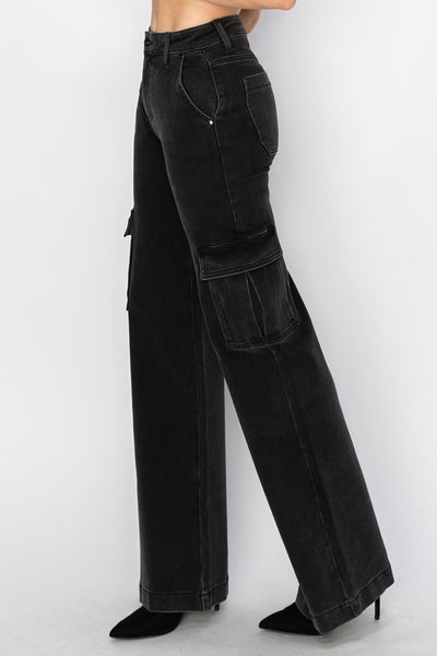 Risen Full Size High Rise Wide Leg Cargo Jeans