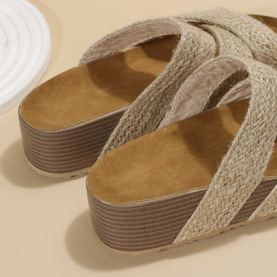 Woven Cross-strap Slippers