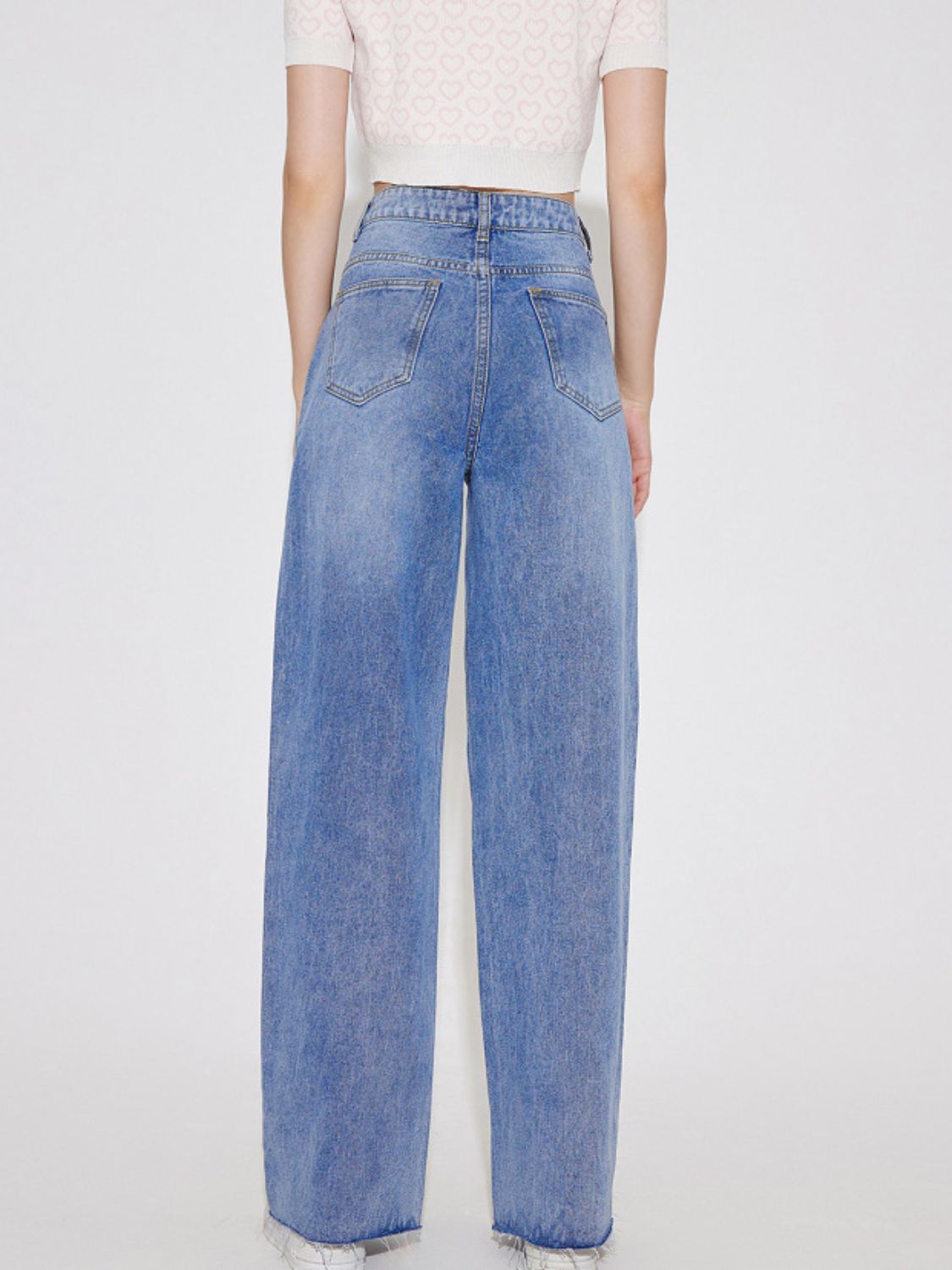 High Waist Straight Leg Jeans with Pockets