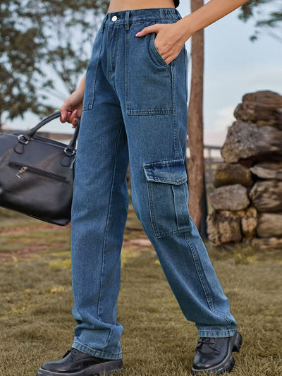 High Waist Cargo Jeans