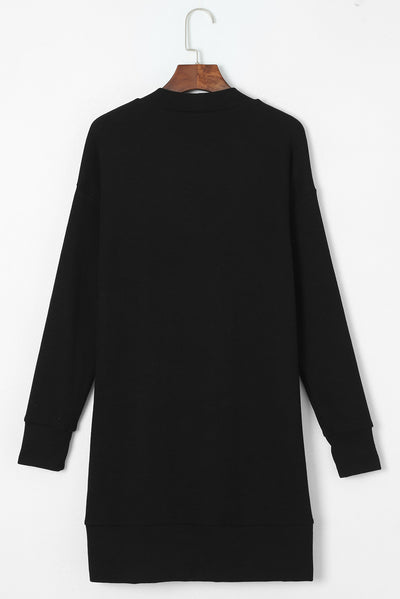 Pocketed Open Front Long Sleeve Cardigan