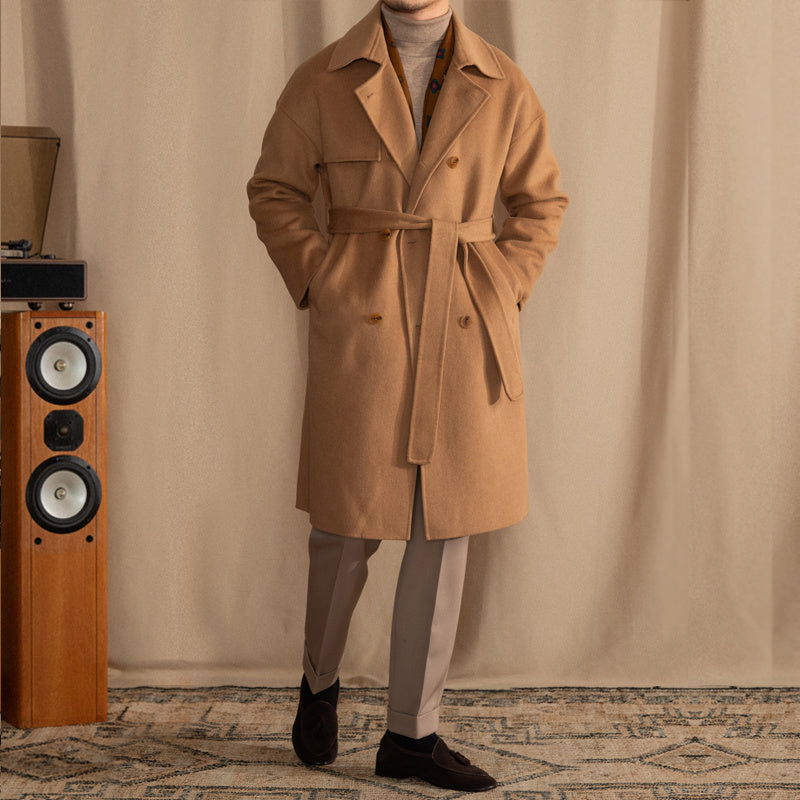 Men's Wool Drop Shoulder Casual Mid-length Coat