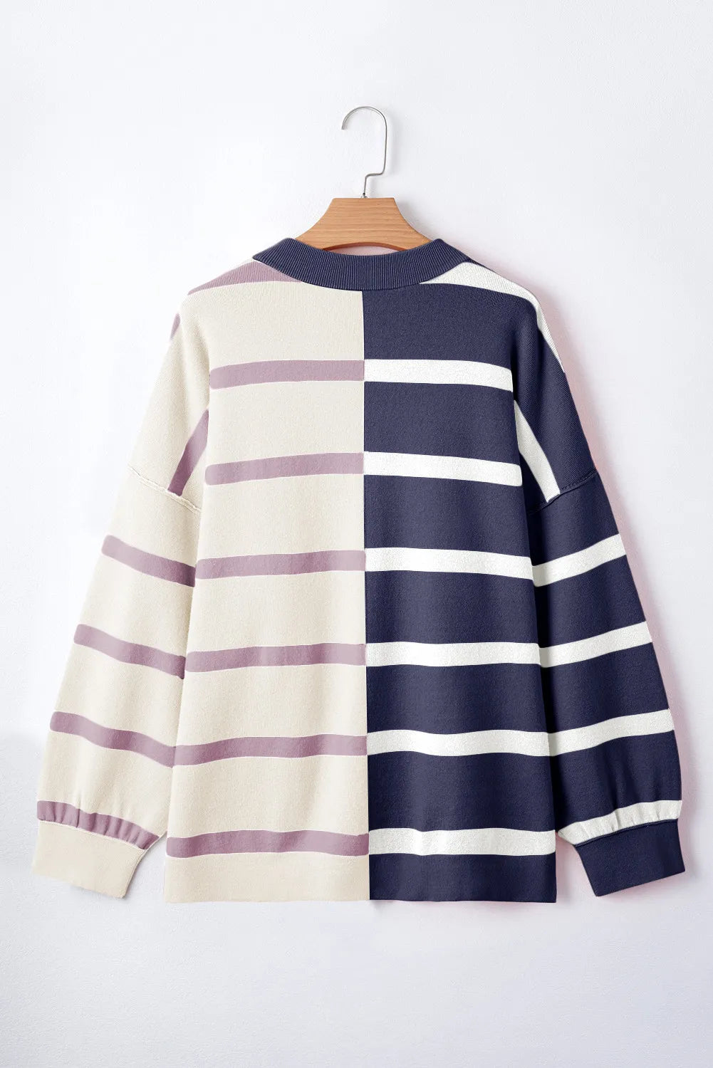 Striped Round Neck Long Sleeve Knit Top