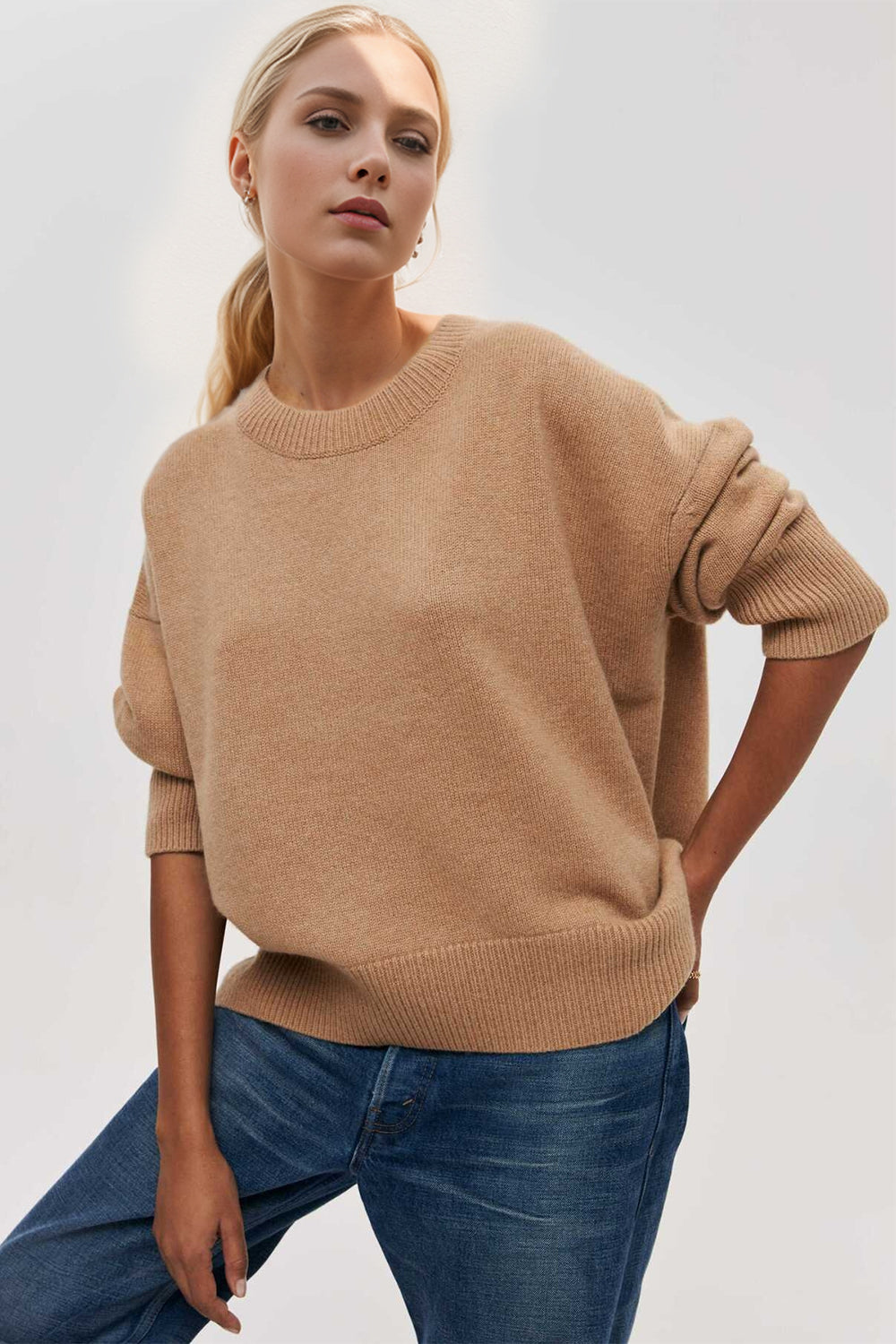 Basic Bae Round Neck Dropped Shoulder Long Sleeve Sweater