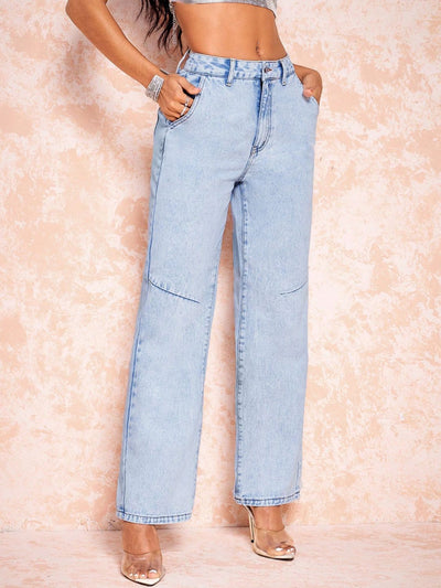 Straight Leg Jeans with Pockets