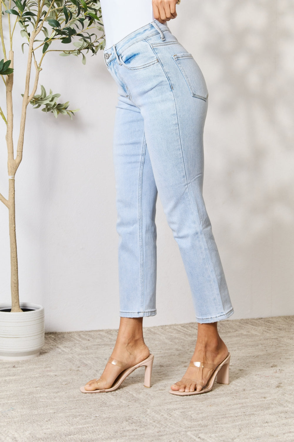 BAYEAS Full Size High Waist Straight Jeans