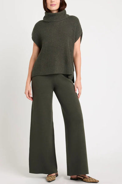 Slit Turtleneck Cap Sleeve Sweater