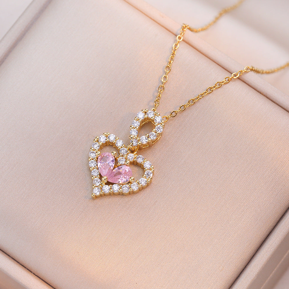 Exquisite Luxury Rhinestone Crystal Heart Pendants Necklaces