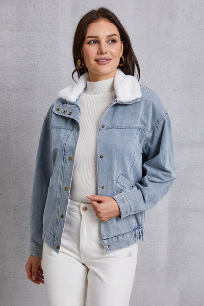 MeiMei Snap Down Collared Neck Denim Jacket