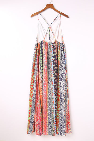 Printed Surplice Spaghetti Strap Dress