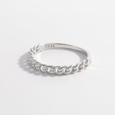 925 Sterling Silver Curb Chain Ring