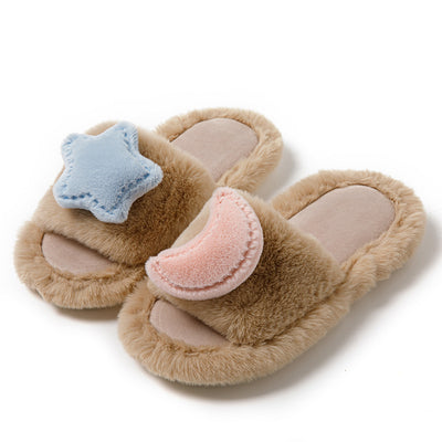 Xingyue Contrast Color Opening Cotton Slippers Home Plush