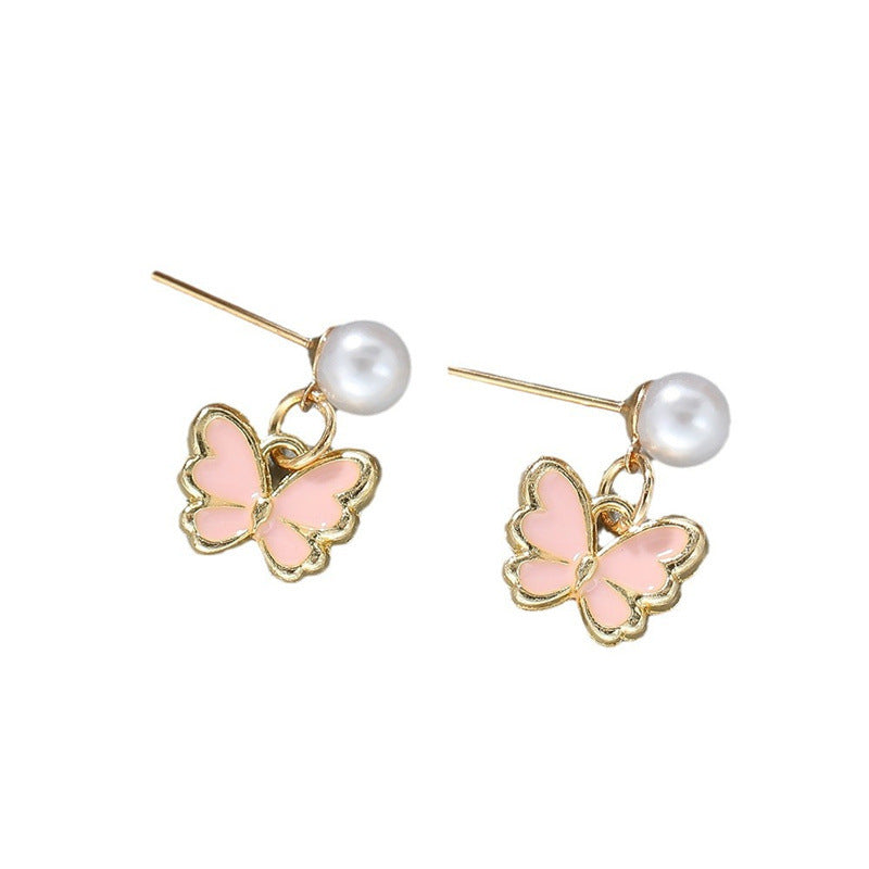 Pearl Ornament Butterfly Necklace For Women Bracelet Ring Earrings Suit