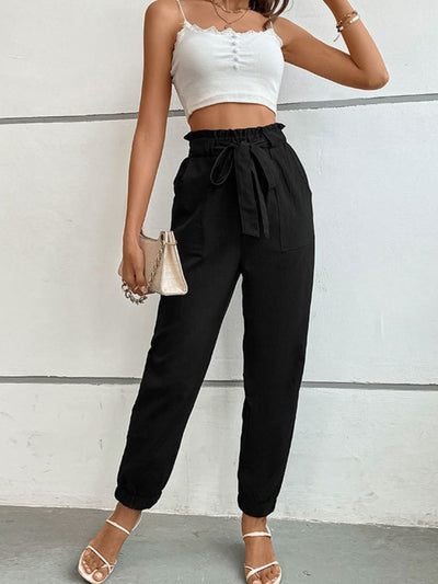 Perfee Tie Front Long Pants