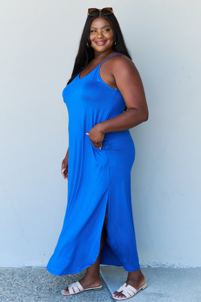 Ninexis Good Energy Full Size Cami Side Slit Maxi Dress in Royal Blue