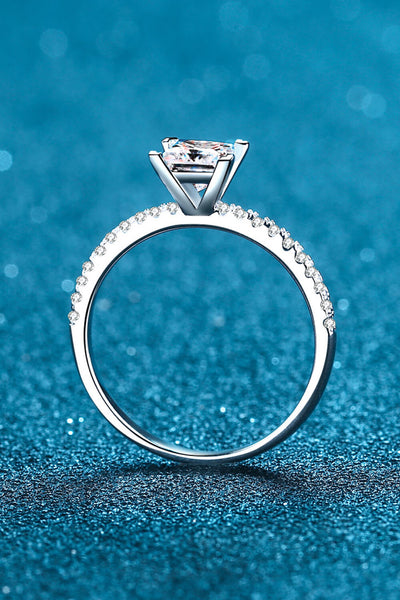 Rhodium-Plated 2 Carat Moissanite Four-Prong Ring