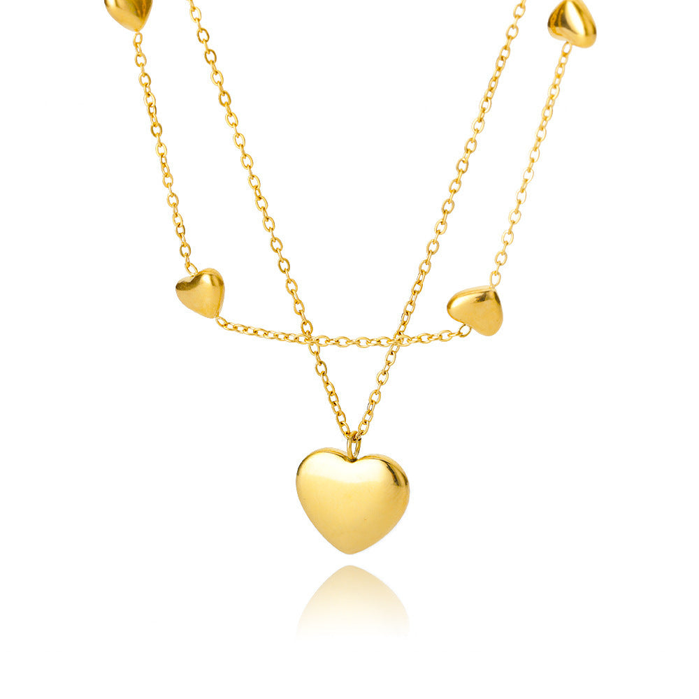 Fashion Jewelry Multilayer Heart Pendant Necklaces