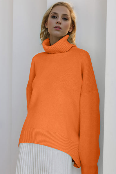 Basic Bae Turtleneck Dropped Shoulder Long Sleeve Sweater