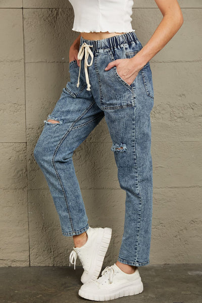 Baeful Drawstring Denim Joggers