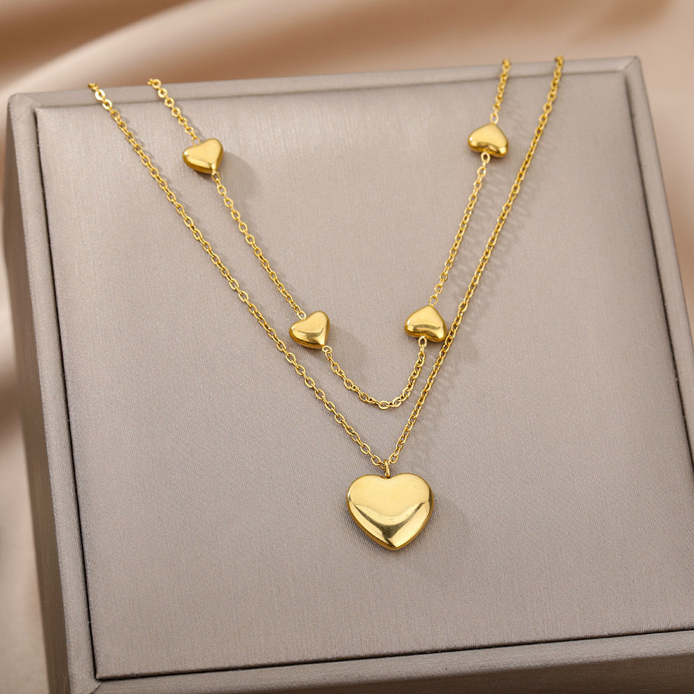 Fashion Jewelry Multilayer Heart Pendant Necklaces