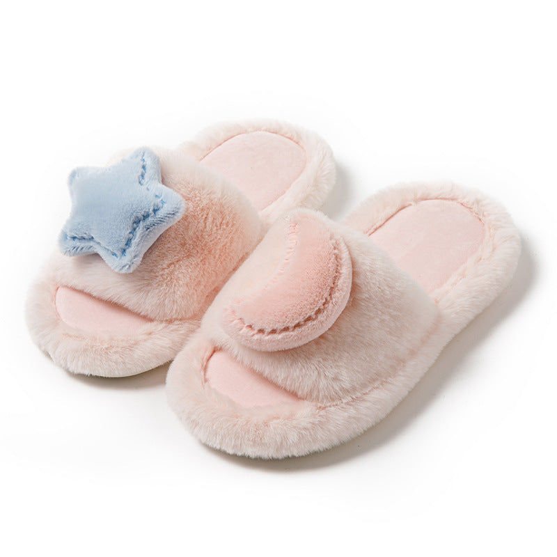 Xingyue Contrast Color Opening Cotton Slippers Home Plush