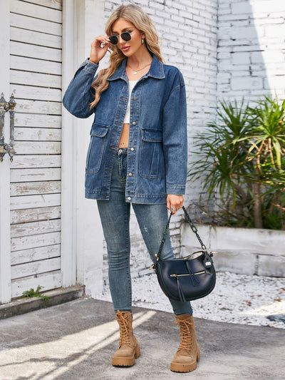 Button Up Long Sleeve Denim Jacket