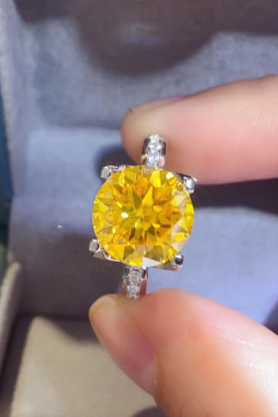 5 Carat Moissanite 925 Sterling Silver Ring in Banana Yellow