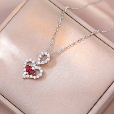 Exquisite Luxury Rhinestone Crystal Heart Pendants Necklaces