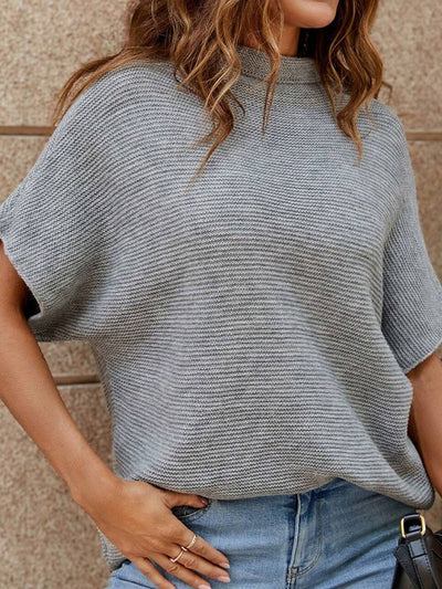 Mock Neck Short Sleeve Sweater