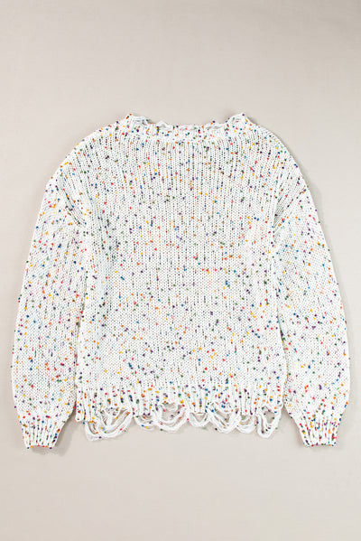 Confetti Round Neck Dropped Shoulder Sweater