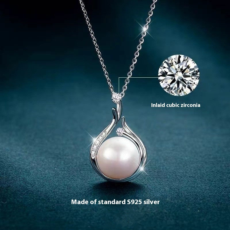 Women's Necklace S925 Silver Natural Freshwater Pearl Necklace