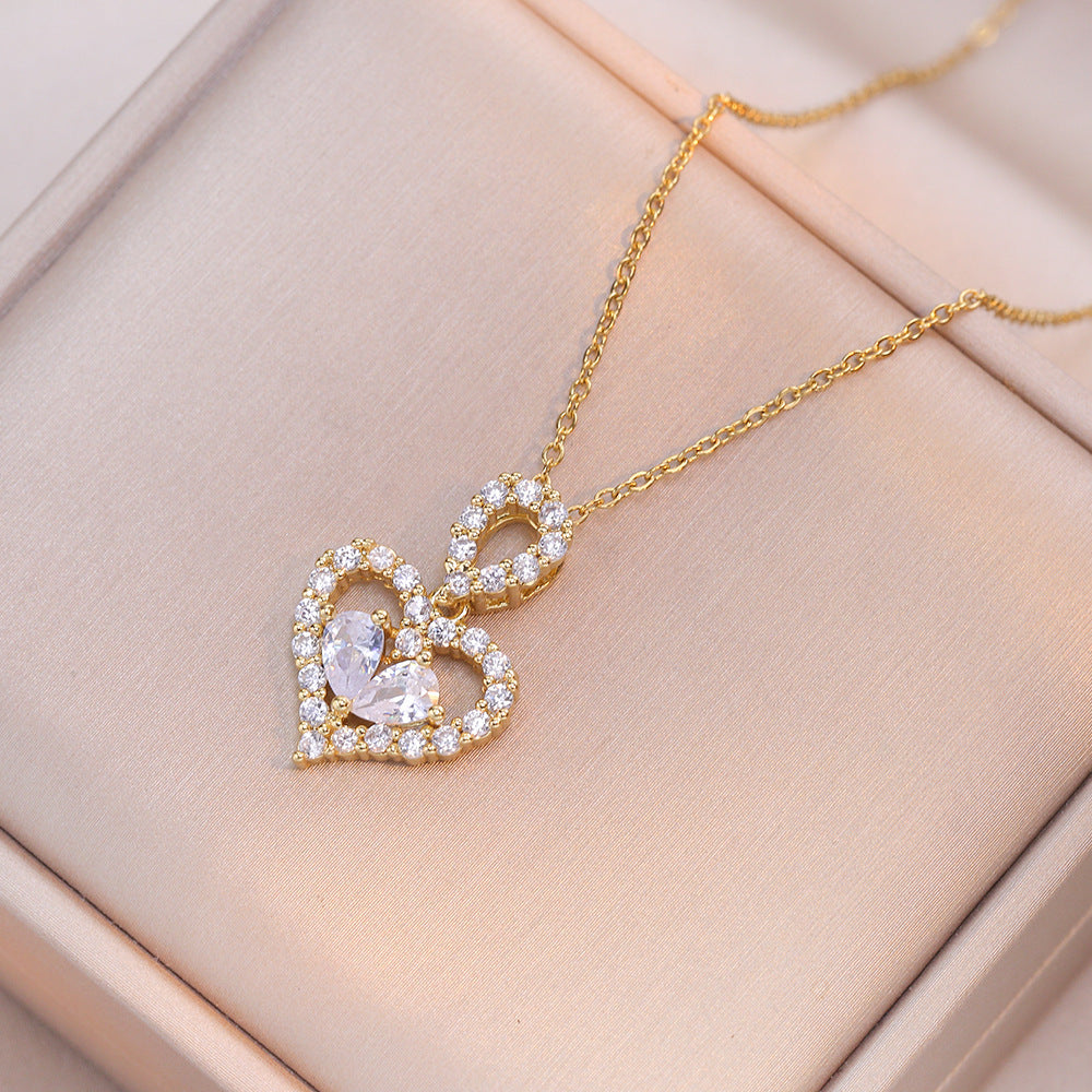 Exquisite Luxury Rhinestone Crystal Heart Pendants Necklaces