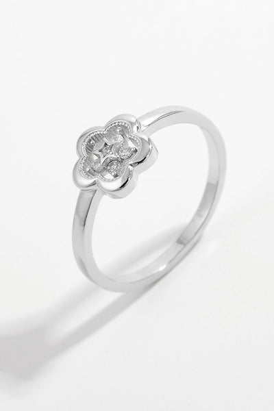 925 Sterling Silver Zircon Flower Ring