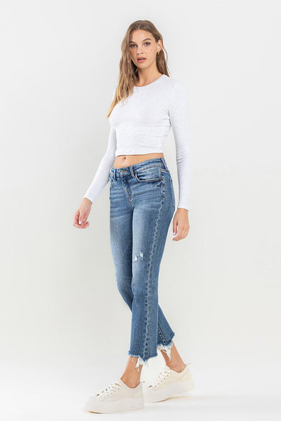 Lovervet Mid Rise Frayed Hem Jeans