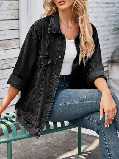 Button Up Long Sleeve Denim Jacket